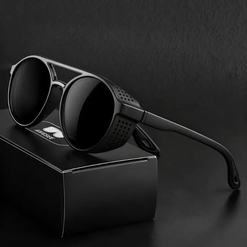 Round Polarized Sunglasses Steampunk Sun Glasses Sports Running Glasses for Fishing Driving for Men Women