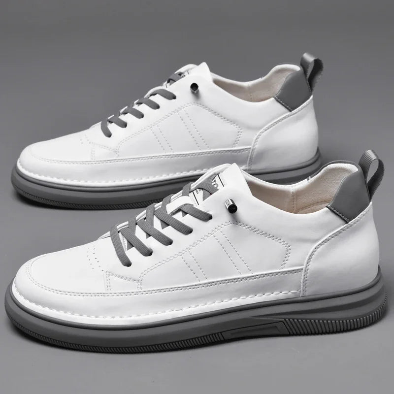 Spring Autumn Men's Inner Heightening Shoes Leather Sports Casual Shoes Invisible Height Increasing Shoes Men Sport Elevator 8CM