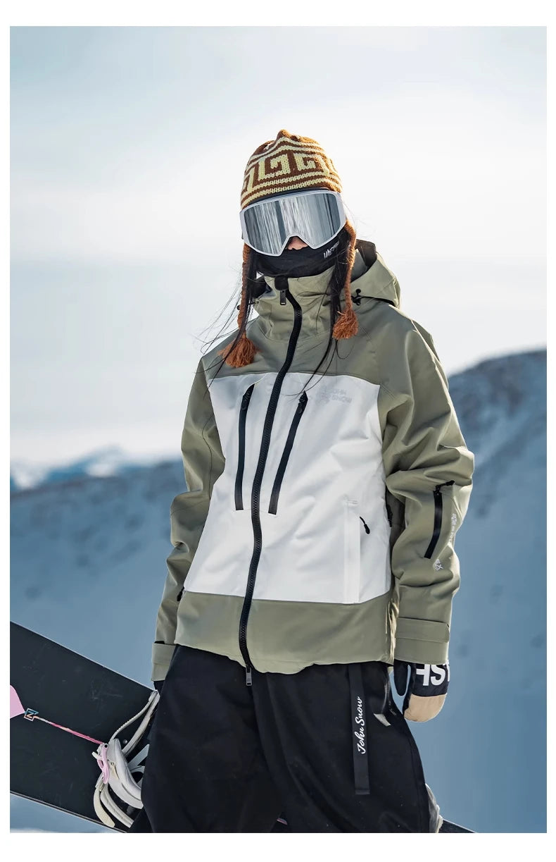 John Snow Men and Women's Winter Waterproof Warm Ski Jacket Professional Breathable Mountaineering Jacket Outdoor Snow Coat