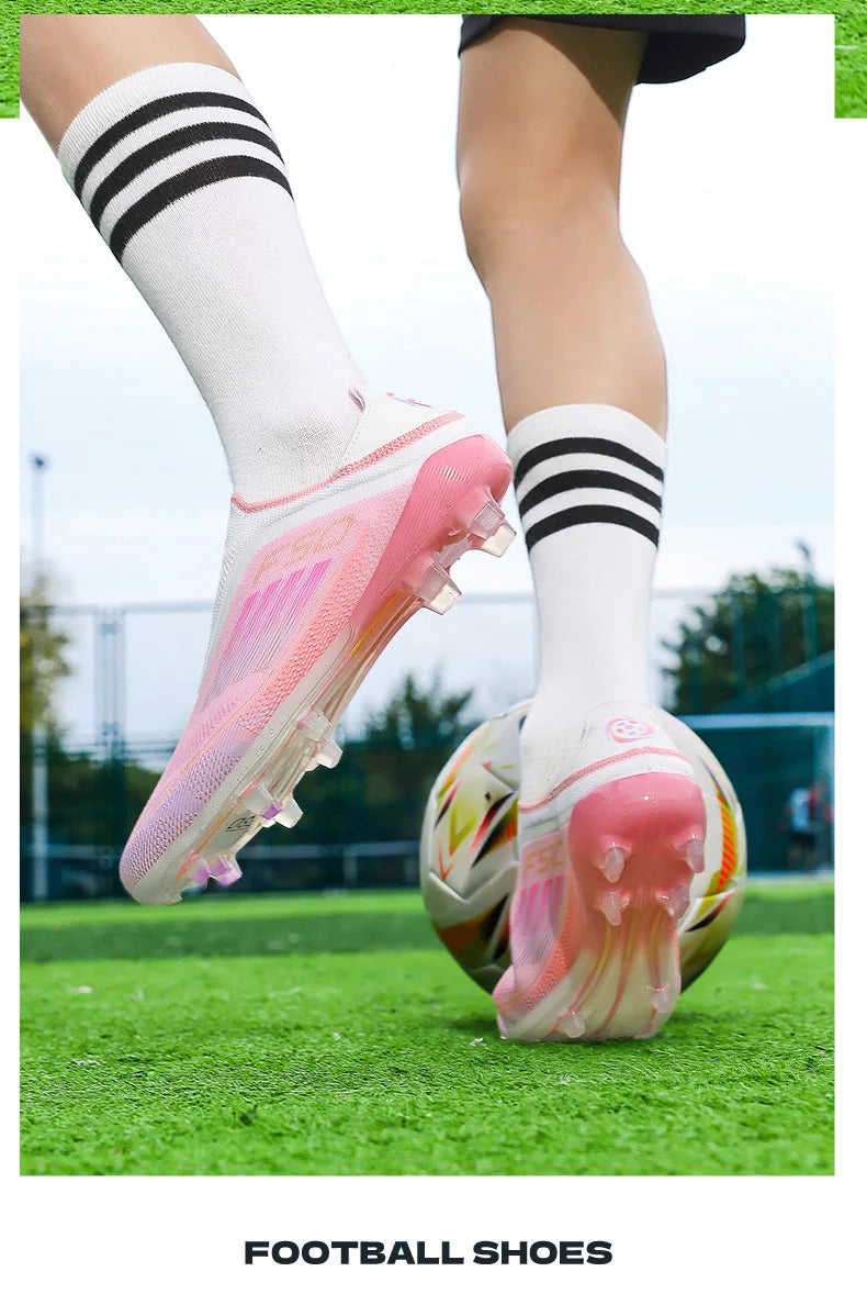 New Men Football Boots Long Spikes Ultralight Match Breathable Indoor Sneakers Soccer Shoes Cleats TF Training Drop Shipping