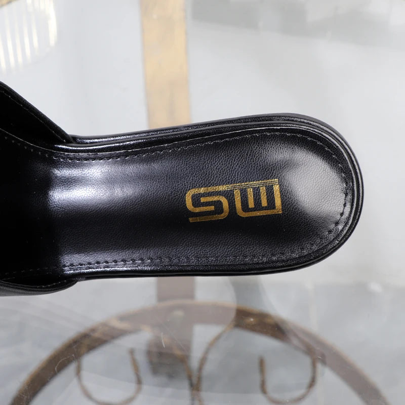 Women's slippers in summer 2024 wear sandals with thin heels high heels buckle is simple elegant black Women shoes
