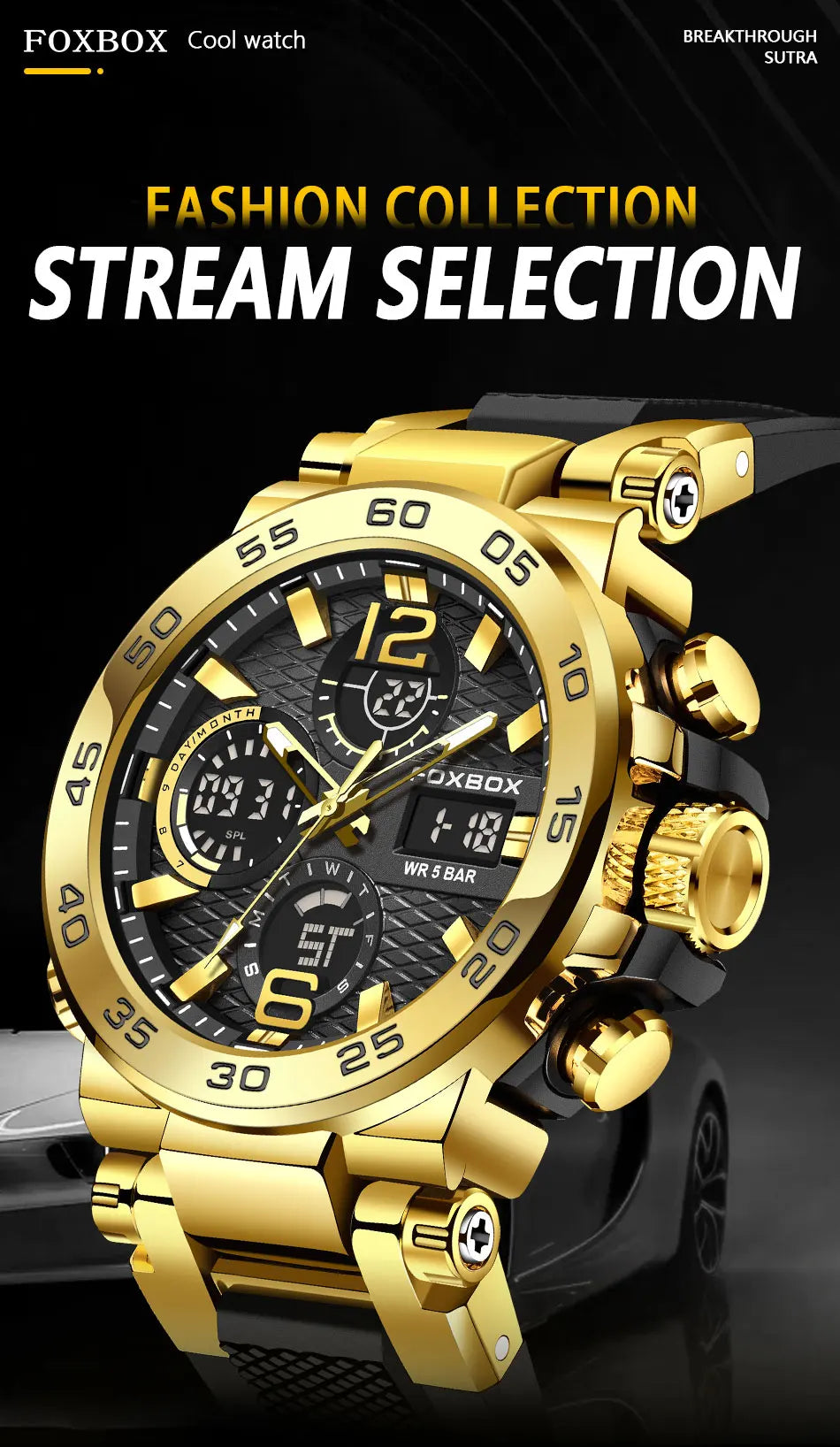 LIGE New Watches For Men 50M Waterproof Clock Alarm reloj hombre LCD Dual Display Wristwatch Quartz Military Sports Mens Watch