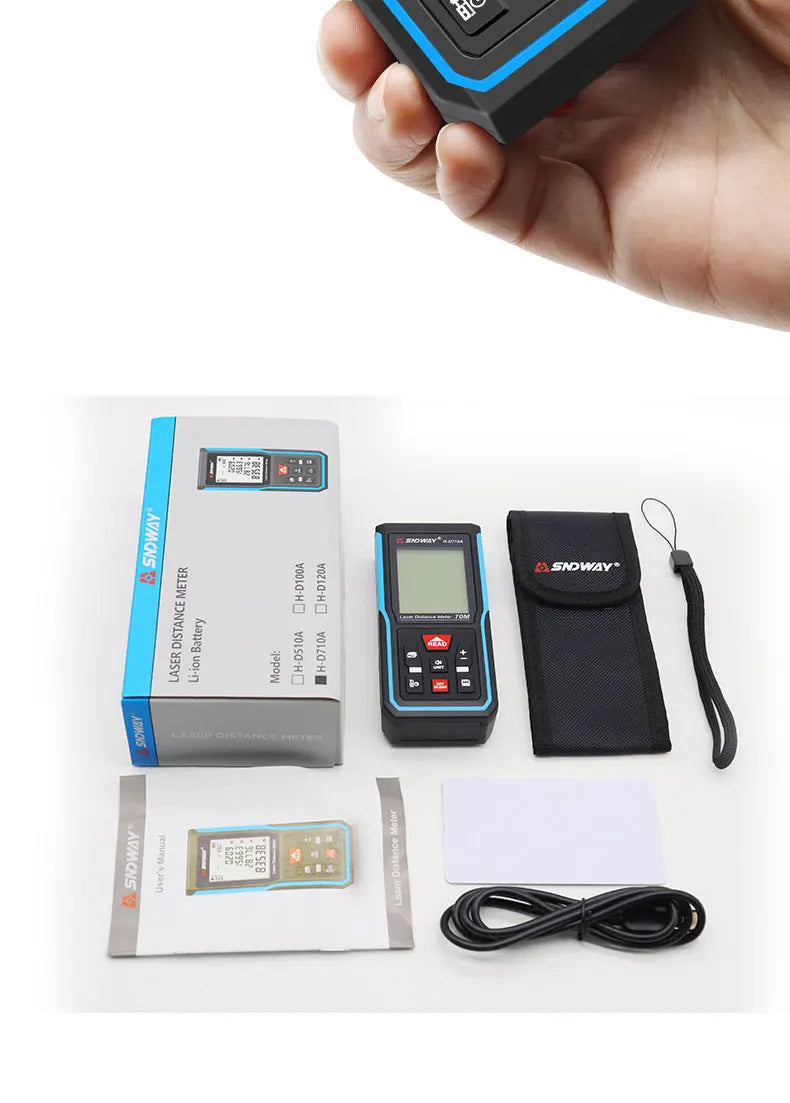 SNDWAY Laser Distance Meter 50m 70m 100m 120m Rangefinder Digital Range Finder Trena Roulette Ruler Distance Measuring Tape