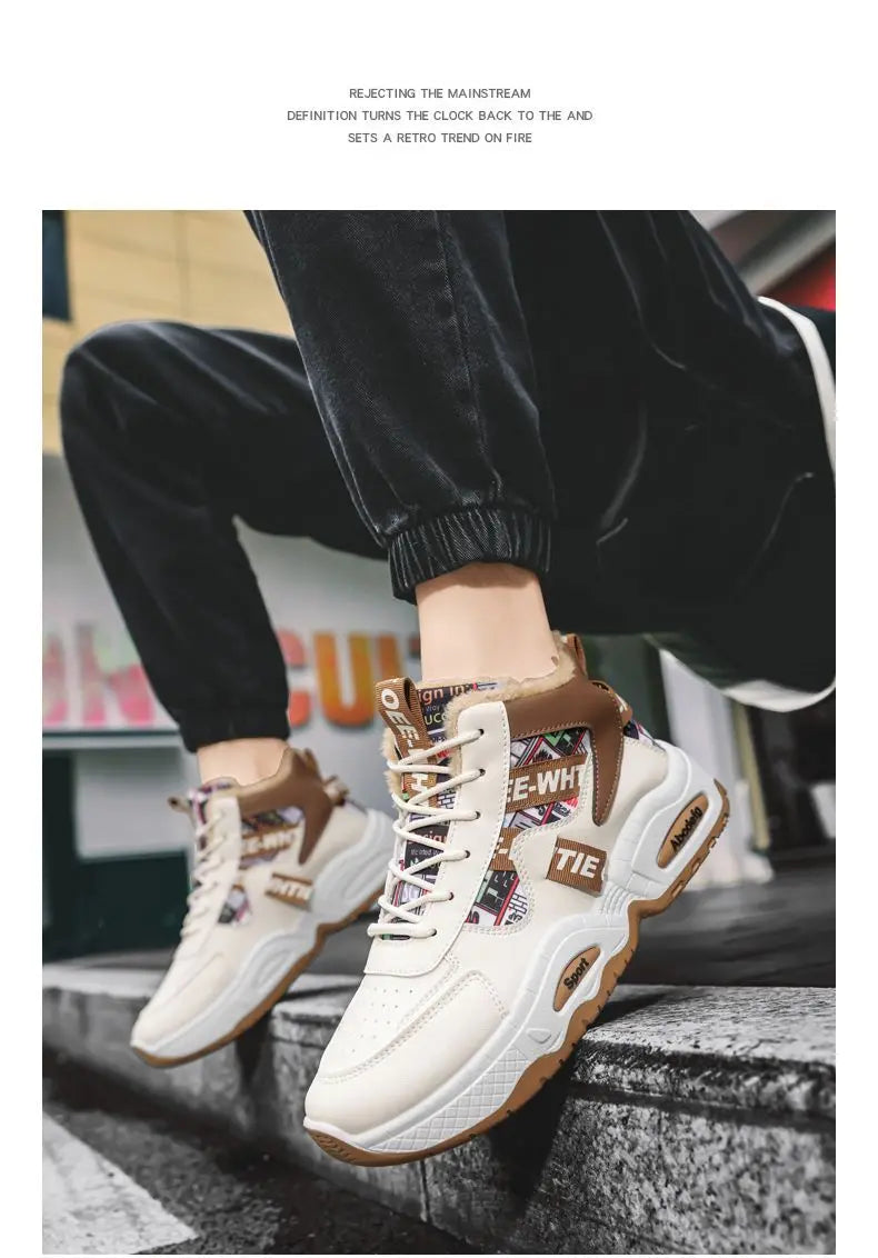 Snow Boots Men Boot High Top Winter Student Sports Plush Lace Up Anti Slip Comfortable Outdoor Warm Cold Proof Cotton Shoes