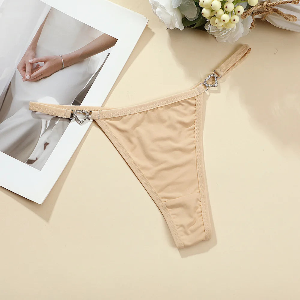 Women Sexy Thongs Low Rise Ladies G-string Heart Decoration Panties Ladies Sexy Costume Lingerie for Women