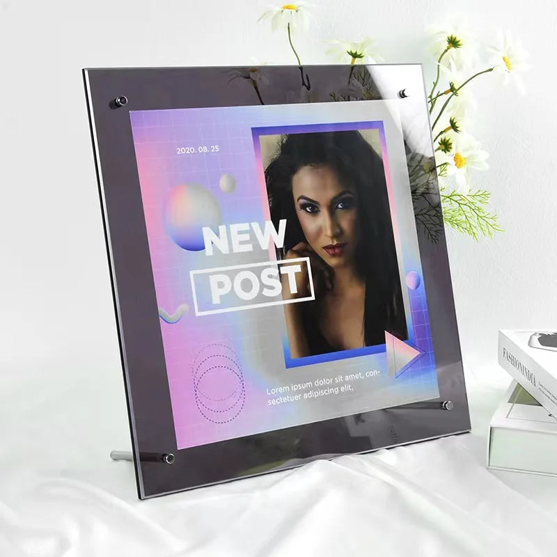 Acrylic Picture Frames,Color Desk Picture Frames with Stand,Modern Frameless Floating Frame for Desktop Display Gift Home Office