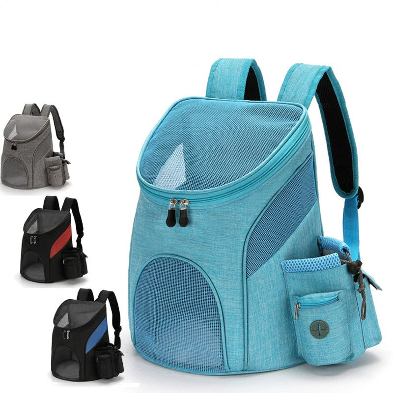 Pet backpack foldable pet portable backpack for going out mesh breathable with side pocket cat and dog backpack