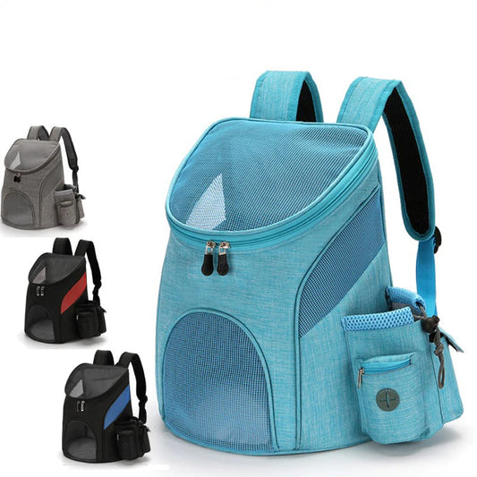 Pet backpack foldable pet portable backpack for going out mesh breathable with side pocket cat and dog backpack