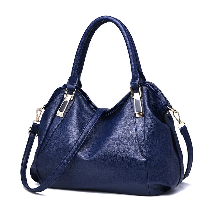 Ladies' leather bag, soft leather, mother's bag, simple middle-aged women's bag, large capacity handbag, crossbody bucket bag