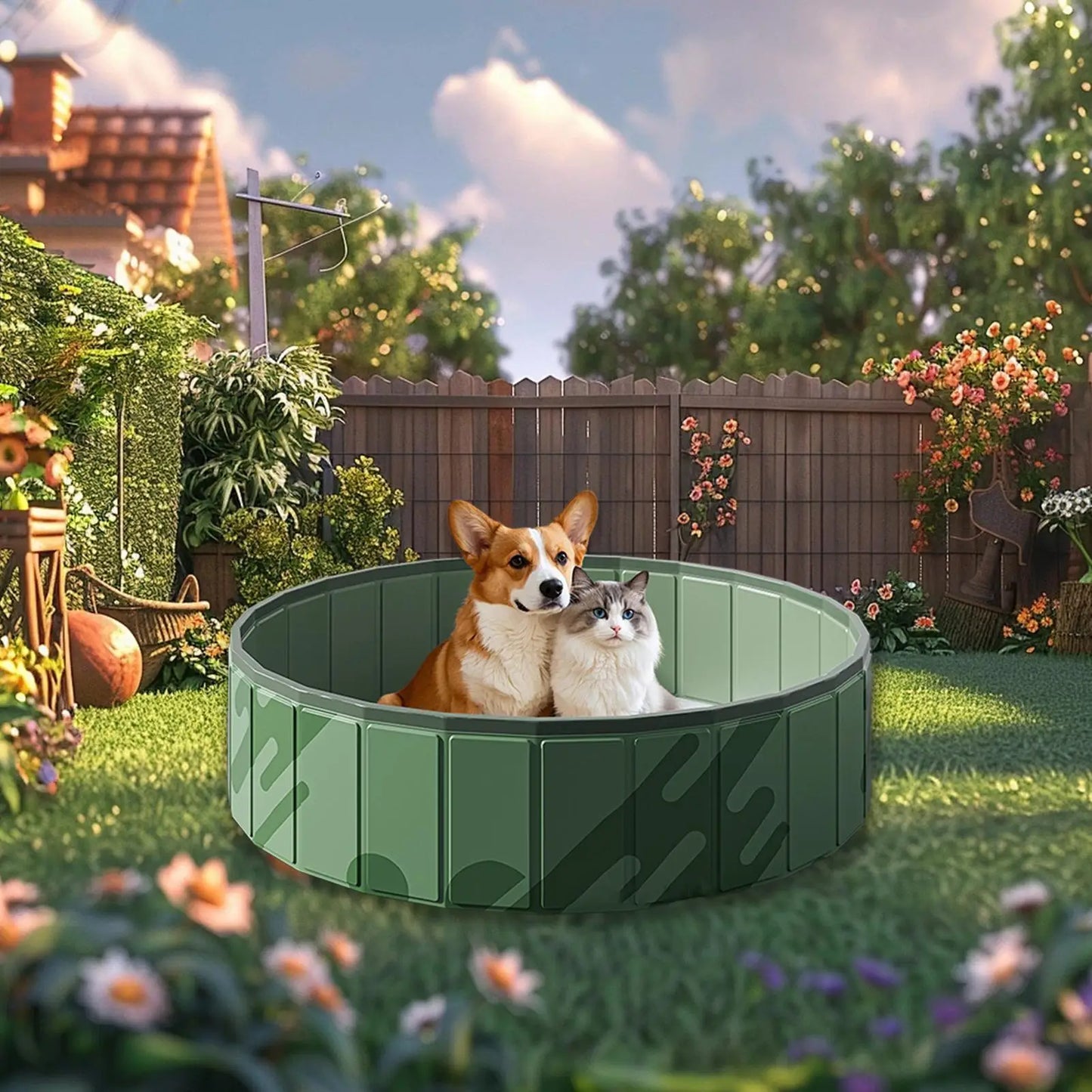 Pet Pool Kiddie Tub Portable Pet Pool Foldable Doggy Pools Outdoor Non slip Pet Bath Pet Cleaning Water Basin Pet Supplies