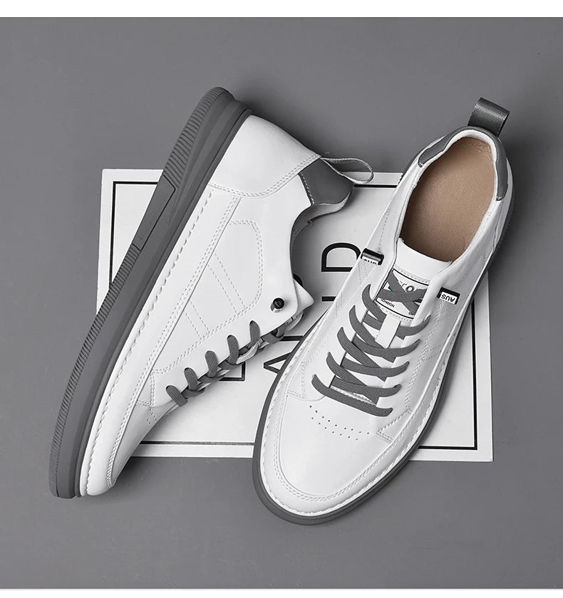 Spring Autumn Men's Inner Heightening Shoes Leather Sports Casual Shoes Invisible Height Increasing Shoes Men Sport Elevator 8CM