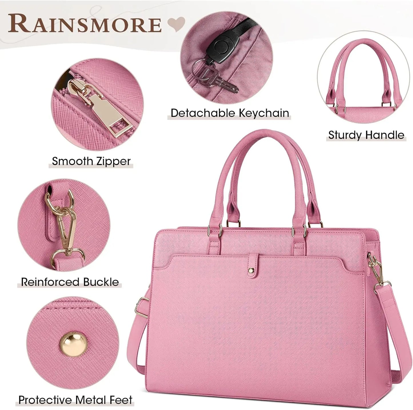 Large Capacity Laptop Bag for Women 15.6 Inch Laptop Tote Bag Leather Work Bag Waterproof Briefcase Business Office Computer Bag
