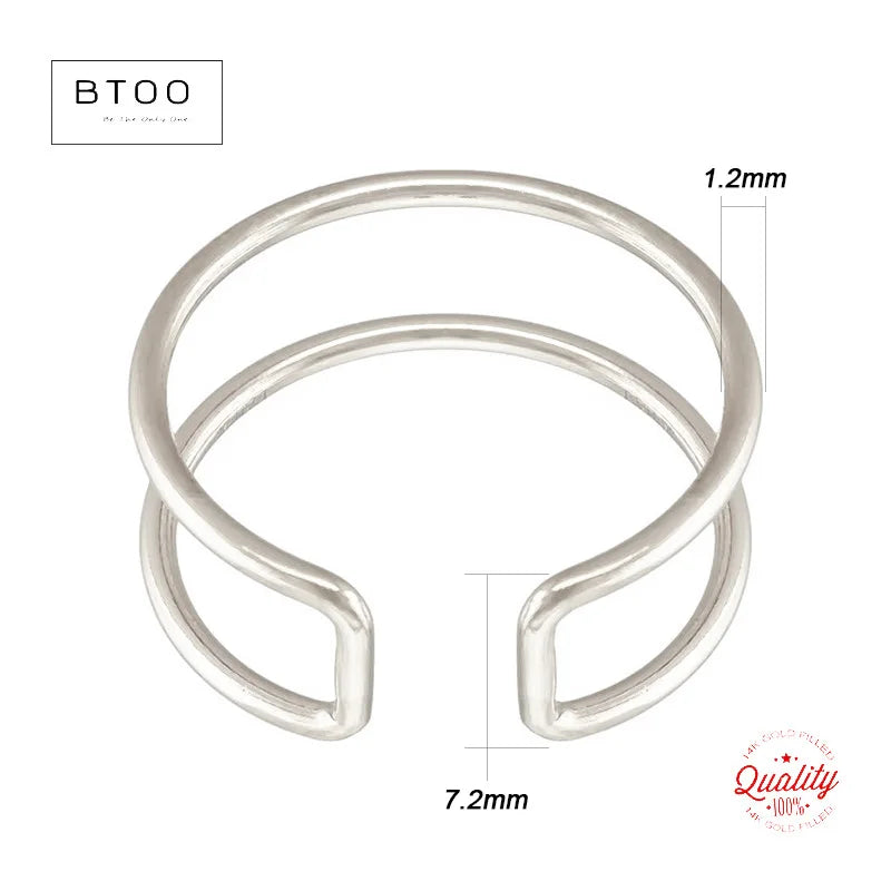 Sterling Silver Double Layer Adjustable Rings for Women, Boho Jewelry, Minimalist Knuckle Ring