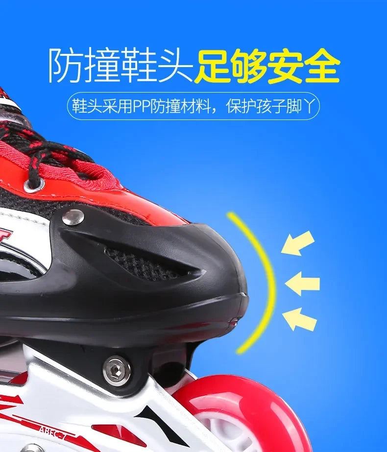2025 Skating shoes, children's flash straight row roller skating shoes, roller skating shoes, adjustable for both men and women