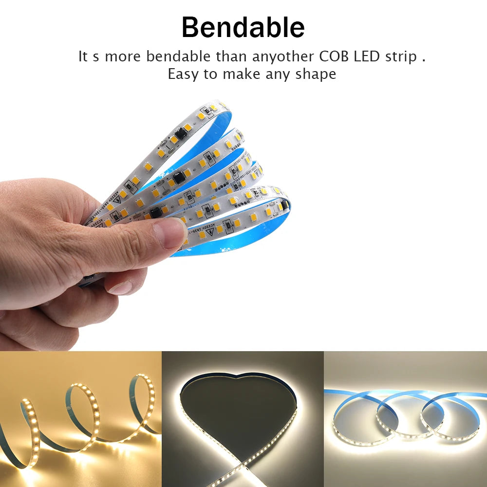 Adhesive Led Light Strip 10M 50M AC 220V 2835 120LEDs/m tiras de luces led Waterproof Ribbon Home Decor 3000K 4000K 6000K