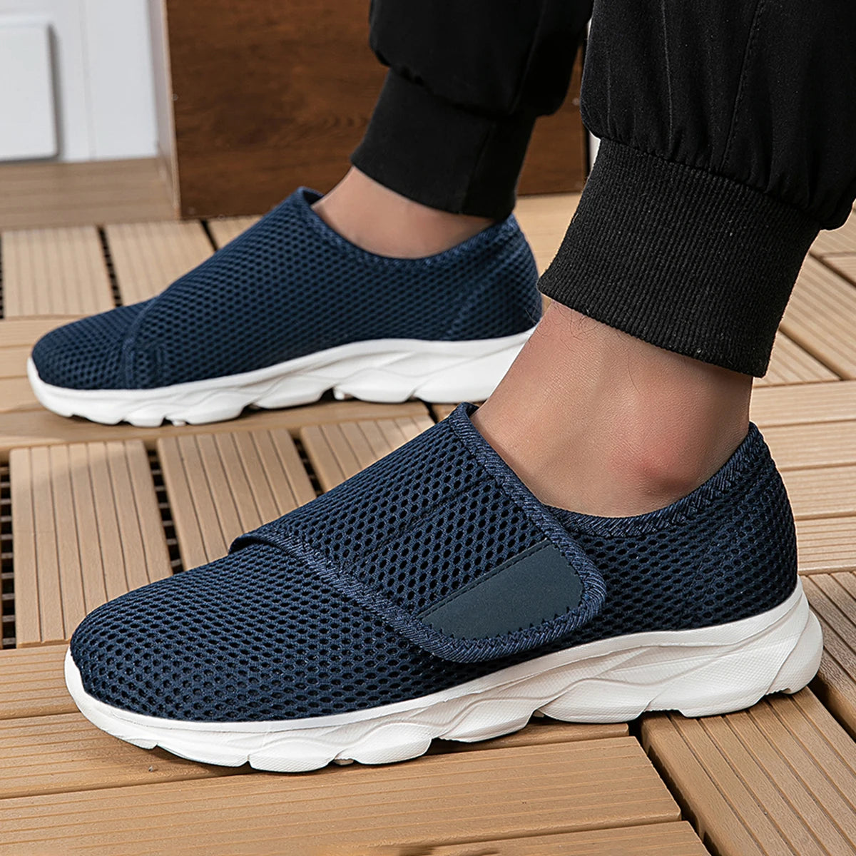 Wide Feet Breathable Mesh Slip On Walking Shoes, Extra Wide Toe Box No Squeeze Toes, Lightweight Soft Sole Casual Lazy Sneakers
