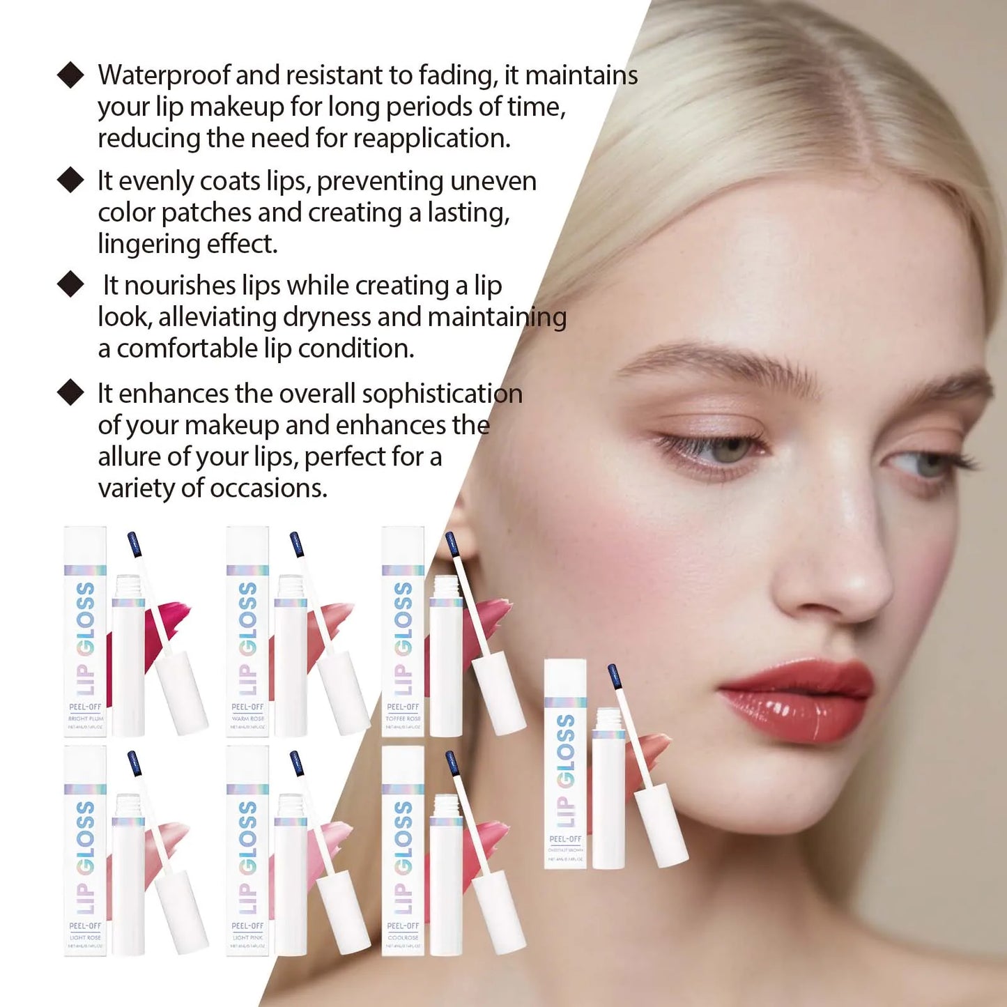 Tear off Lip Gloss Waterproof Long Lasting Peel off Liquid Lipstick Easy to Color Nourishing Lip Reduce Dryness Cosmetics