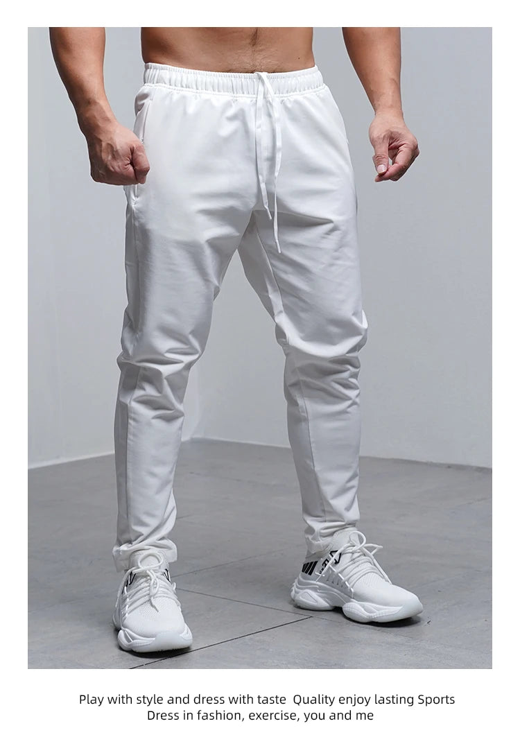 Breathable Loose Running Pants Men Autumn Winter Sport Training Gym Sportswear Elastic Waterproof Outdoor Zip Pocket Sweatpant