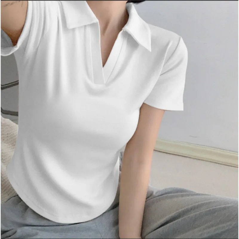 Women's Versatile Top Summer Loose Stylish Cover Fat Slim Short Sleeve