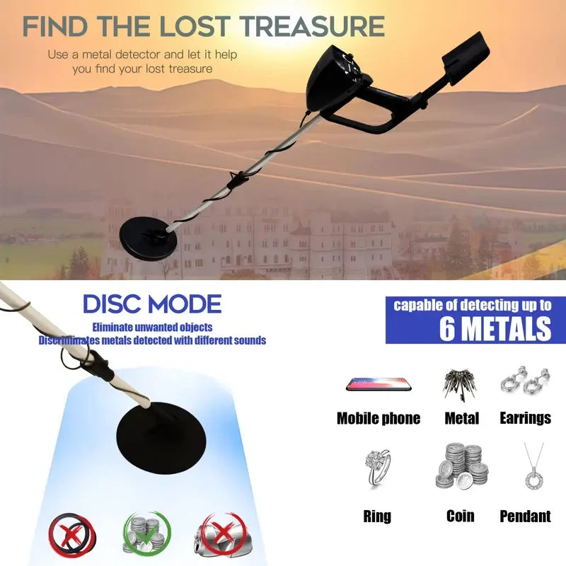 MD-4030 metal detector. Professional underground treasure finder, ID68 waterproof. Search coil, battery powered (not included)