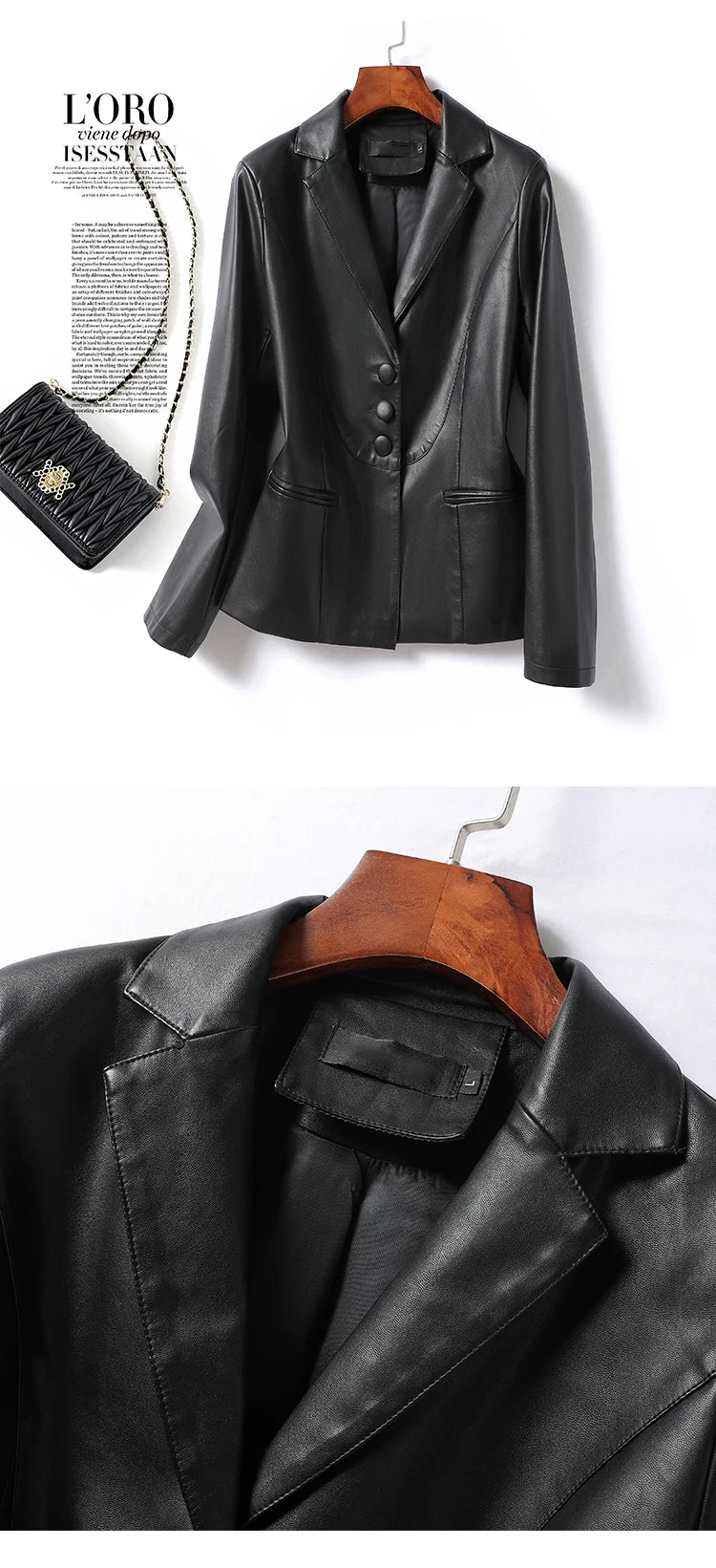 2024 New Women's Sheepskin Leather Jackets Fashion Lapel Collar Single-breasted Office Ladies Slim Casual Short Blazer Coats