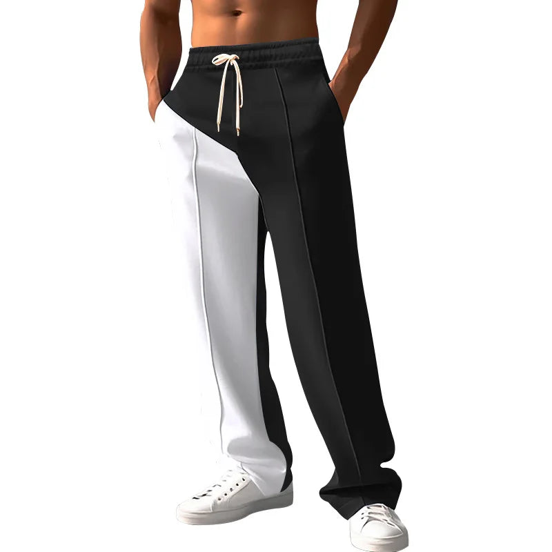 New Men's Luxury Jogging Pants Men's Plus Size Men's Straight Leg Color Blocked Casual Pants Loose and Versatile Elastic Pants