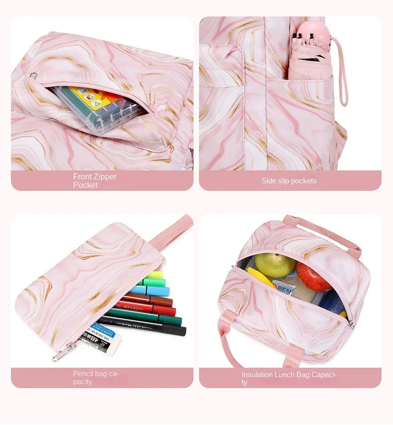 School Bags for Teenagers Girls Schoolbag Large Capacity Printing School Students Backpack Set Lunch bag Kids Cute Book Bags