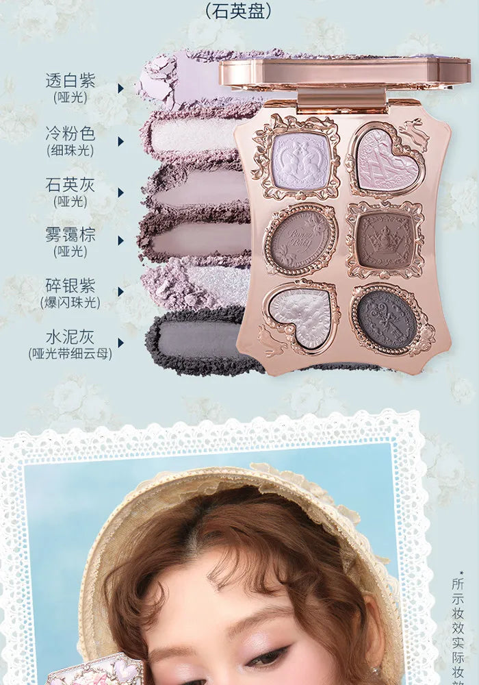 Flower Knows Bunny Garden Collection 6-color  Eyeshadow Palette Rabbit Face Palette Shimmer Matte Satin Makeup Cosmetics