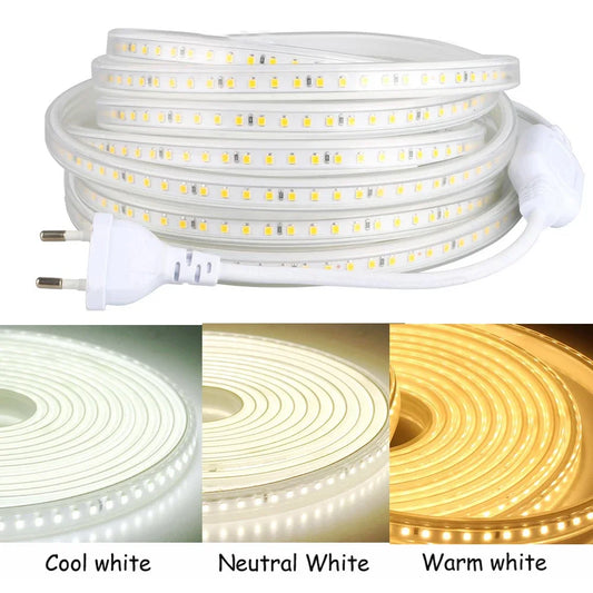 LED Strip AC 220V IP67 Waterproof 2835SMD 120leds/m Commercial Rope Light Flexible Ribbon DIY Christmas Holiday Home Decor Tape