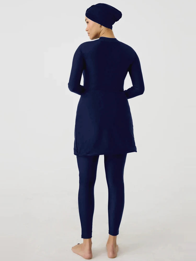 Burkini Long Sleeves Sport Swimsuit Skinny Fit Bathing Suit Women Modest Muslim Swimwear Hijab,Top, Pant, Quick Drying, UPF50+