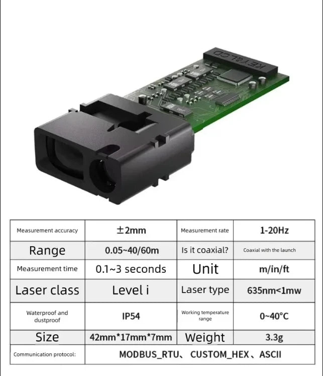 High Precision Laser Ranging Module Infrared Ranging Sensor 5-50m Range Measurement Tool for Distance Measuring