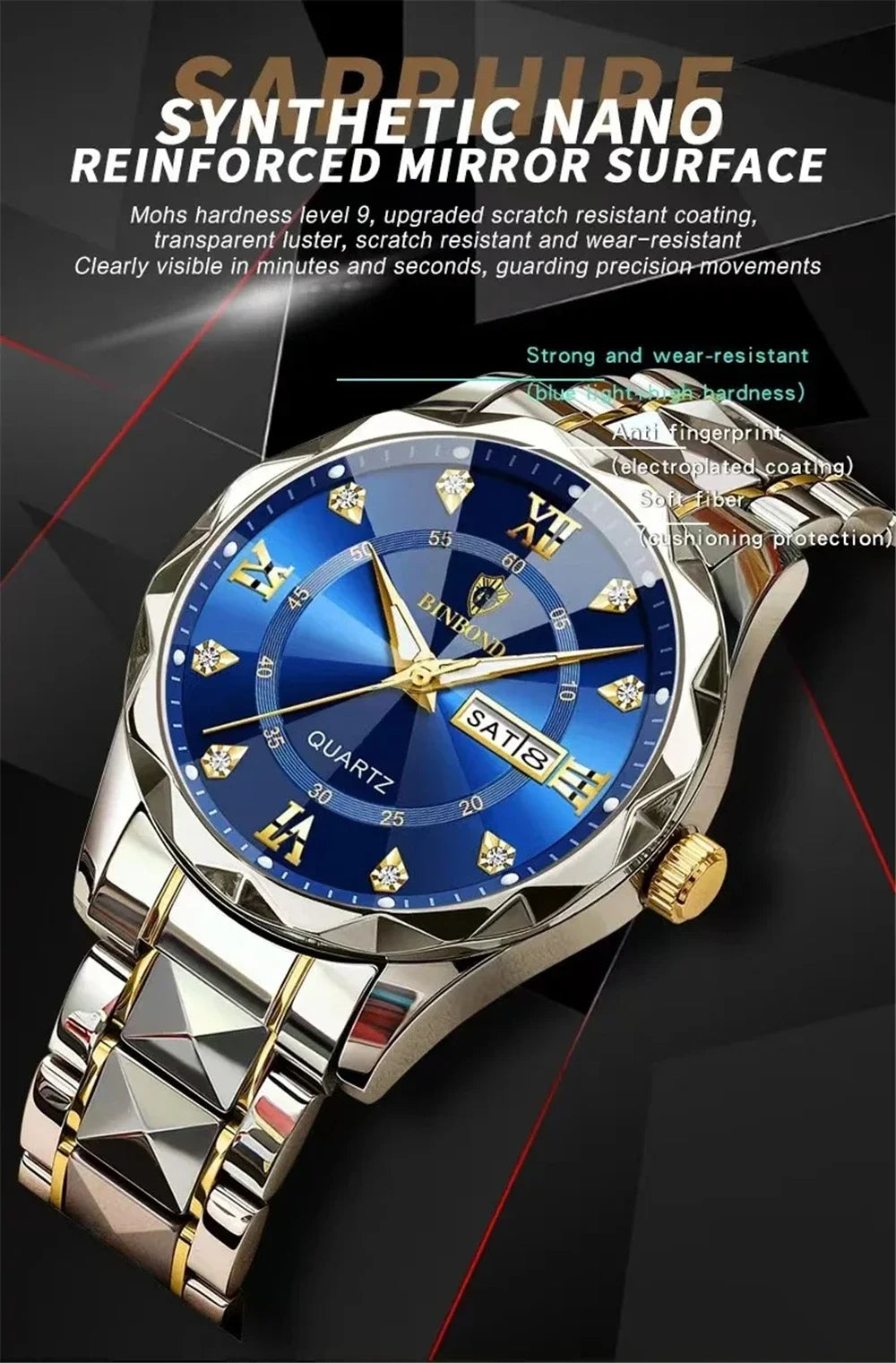 Watch For Men Original Top Brand All Black Stainless Steel Men's Wristwatch Classic Business Waterproof Japan Movement