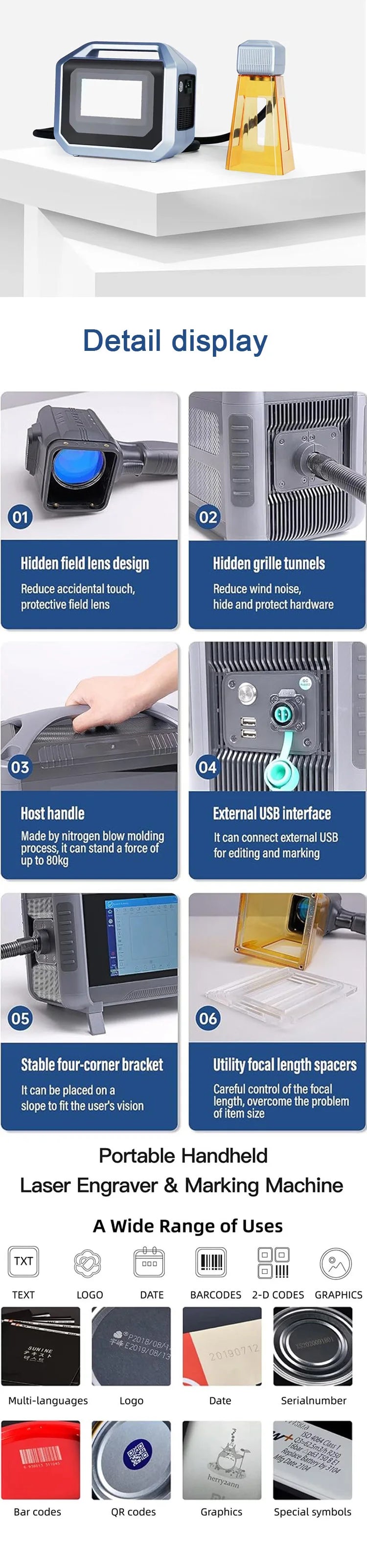 Handheld marking Factory Selling Mini laser Etcher CNC Machined Portable Engraving Printing Marking Machine Tyre Logo