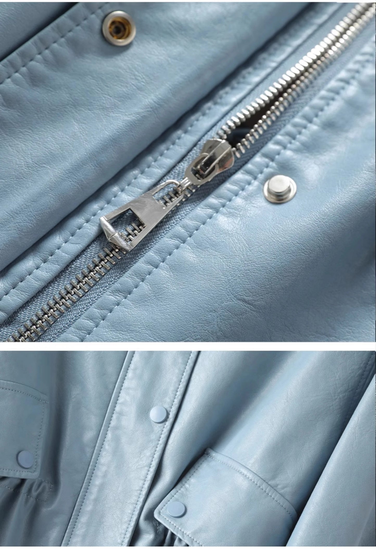 M-3XL Fashion Stand Collar Shrink Waist Sheepskin Jackets 2024 Fall Casual Loose Female Zipper Covered Button Split Leather Coat