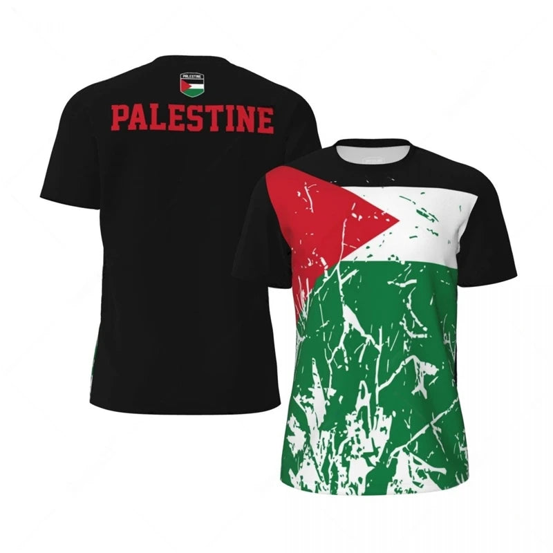 Palestine Flag Football T Shirts For Men Fashion Summer National Emblem 3D Printed Jersey Casual Quick Dry Breathable Tees Tops