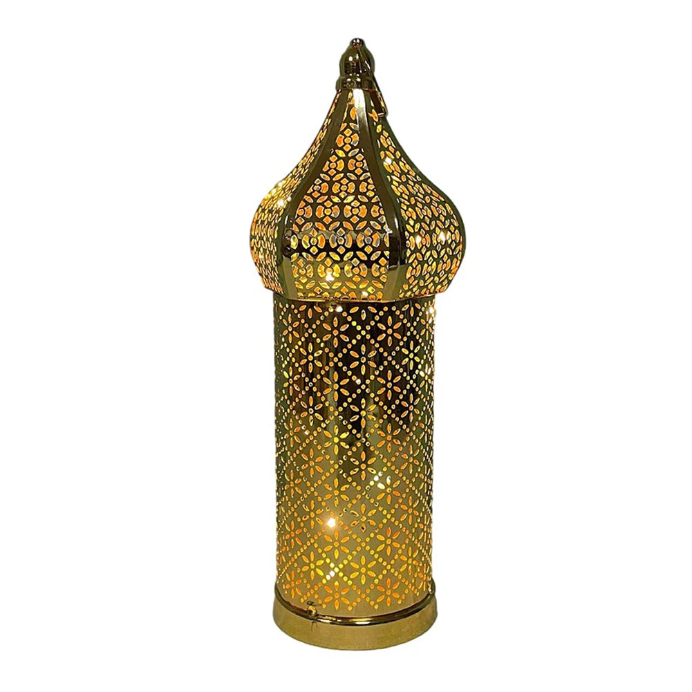 1PC Moroccan Golden Hollow Iron Lantern Ramadan Home Decoration Light Ornaments Gold Lanterns Moroccan Home Crafts Decoration