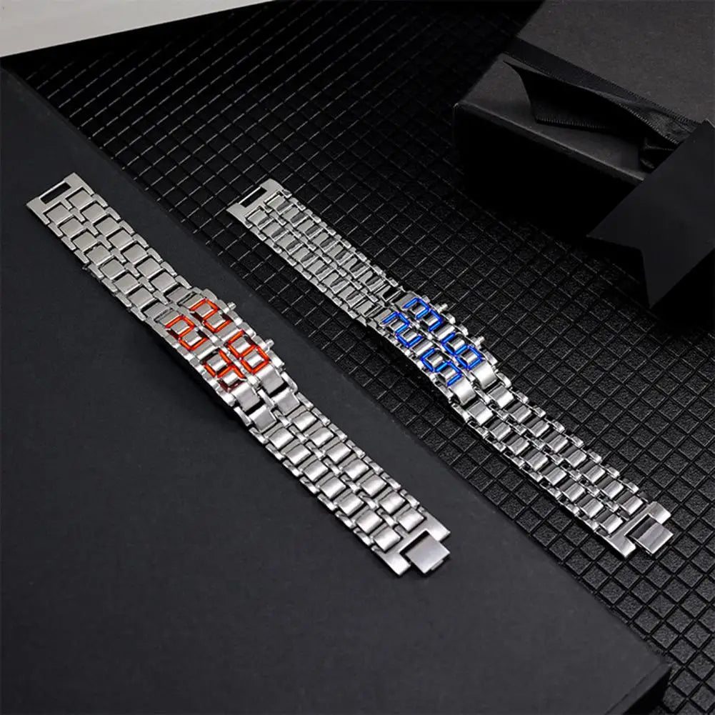 Men Digital Watch Large Screen Electroplated Men Watch Male Binary Steel Band Electronic Sport Watch Relogios Masculino