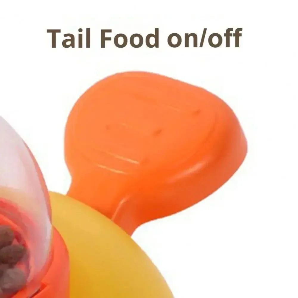 Cartoon Duck Pet Automatic Feeder Exercise Dog Intelligence Interactive Dog Food Dispenser Cat Dog Leakage of Toy Food Utensils