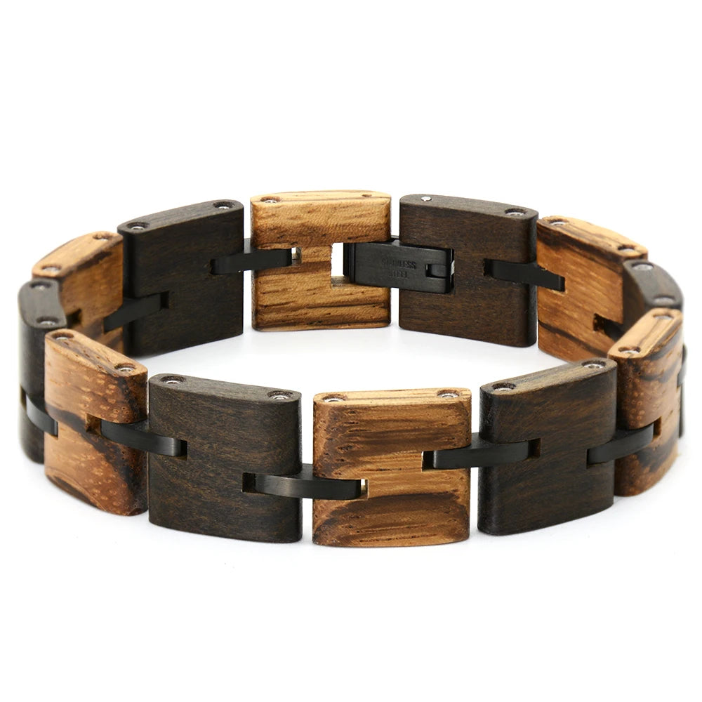Wooden Bracelets for Men  & Stainless Steel Link Chain Fashion Mens Bracelets Bangle Jewelry GiftsUnique Gift
