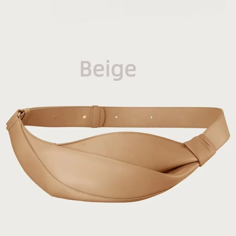Women's fashionable light beige twist waist bag, simple belt bag, casual waist bag, suitable for daily commuting