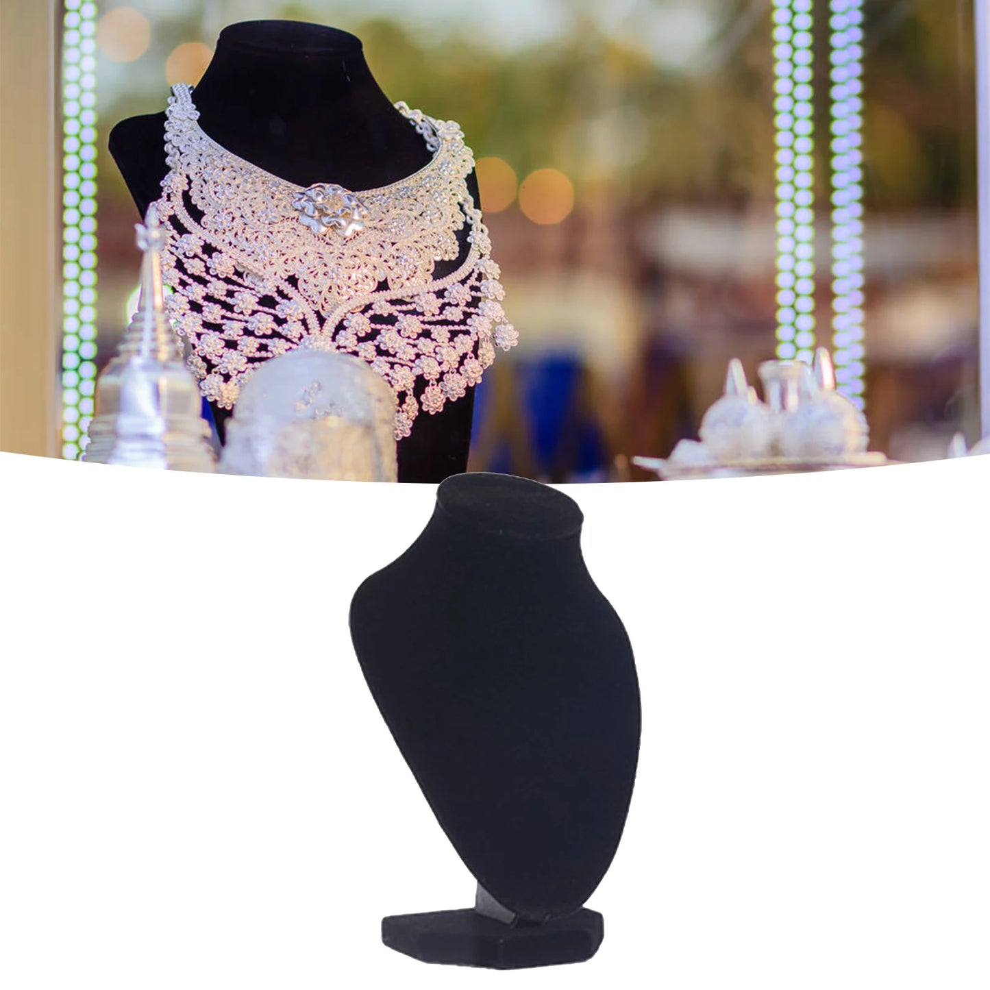 Necklace Mannequin Bust Elegant Fashionable Portable Wooden Black Lint Necklace Display Holder for Jeweler for Home