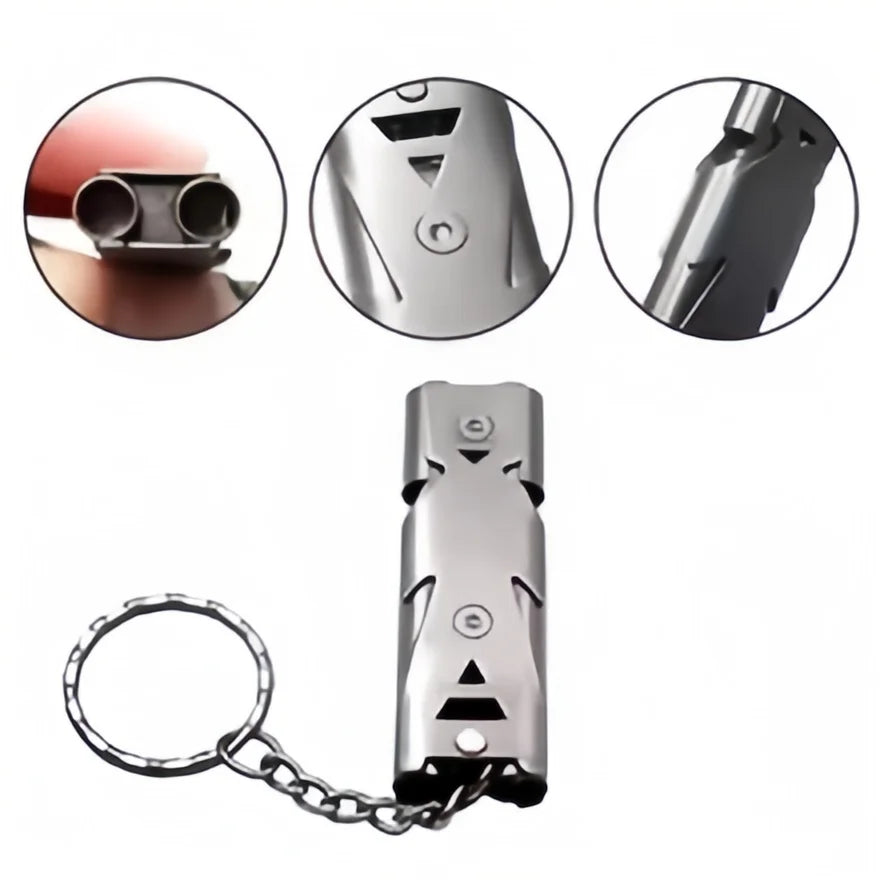 Survival Whistle Keychain -  Emergency Whistle for Outdoor Camping/Hiking, Loud Safety Alarm with Double Tube Design