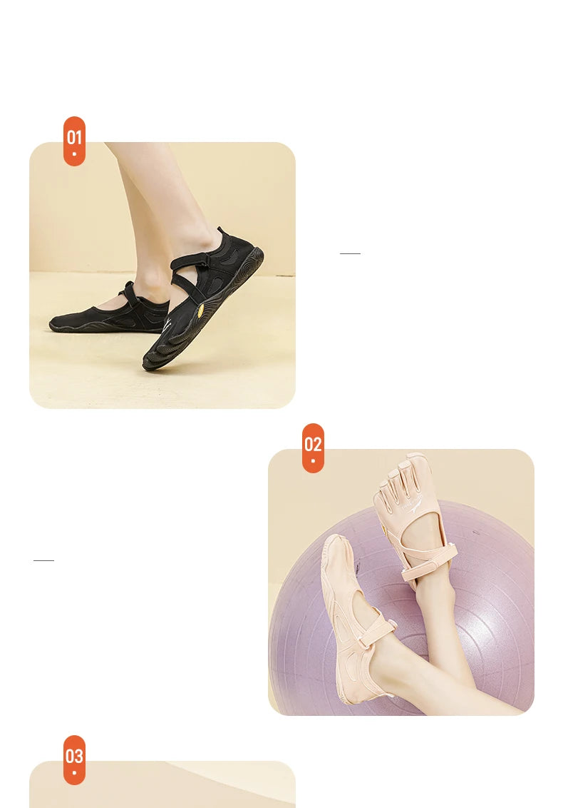 Non-Slip Five Toe Shoes for Women, GallonShark Flexible Barefoot Footwear with Strap for Dance & Gym
