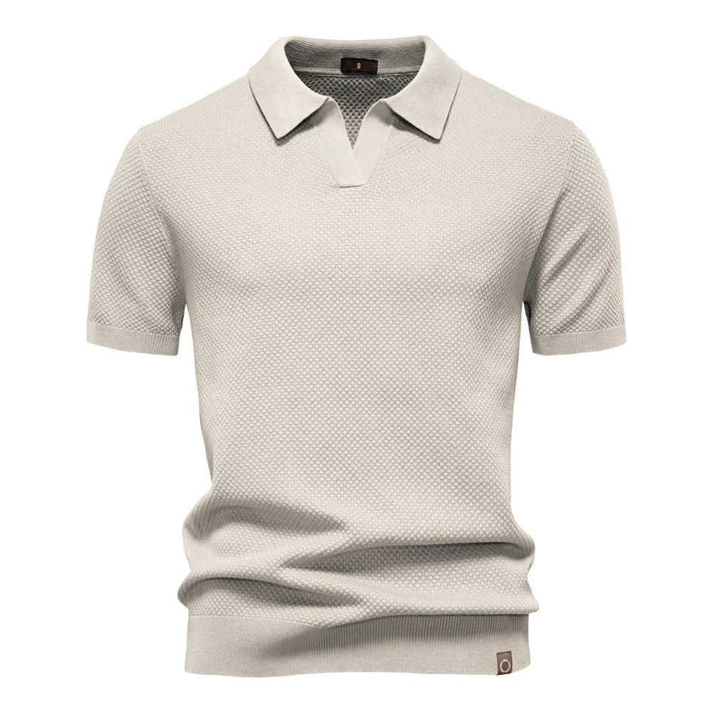 AIOPESON Men's Summer Breathable Polo Shirt Short Sleeve Solid Color Casual Polo Shirts for Men Lightweight Stretch Polo ﻿