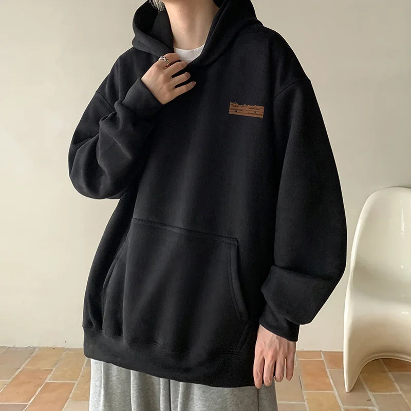 2026 New Suede Hooded Sweatshirts For Men Autumn Y2K Streetwear Printed Hoodies Hip Hop Fashion Retro Fleece Hoody Clothes