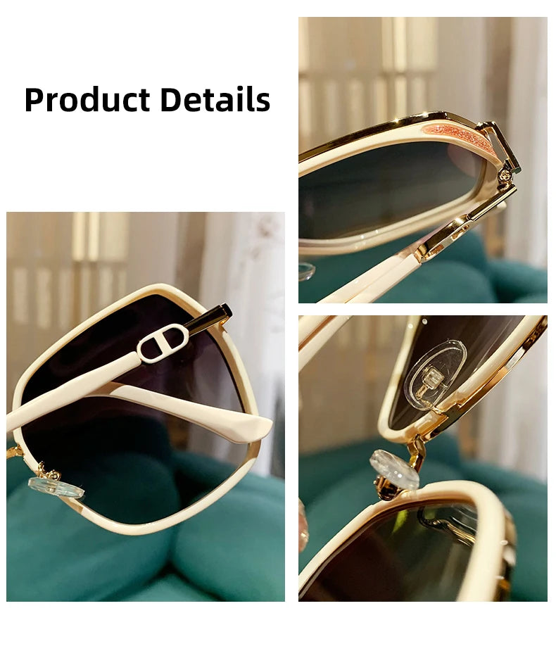 New Fashion Polarized Sunglasses Women UV400 Gradient Lens Sun Glasses Oversized Retro Square Luxury Brand Oculus