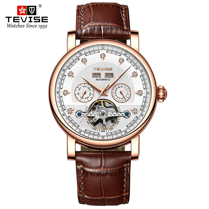 TEVISE Watch for Men Automatic Mechanical Movement with Calendar Luminous Fashion Casual Business Wristwatch
