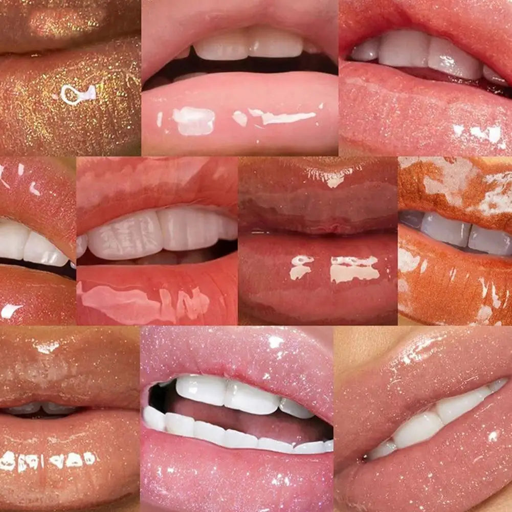 USHAS Mirror Pearl Lip Gloss Waterproof Non Stick Cup Long Lasting Moisturizing Lipstick Shine Glitter Lip Glaze Lip Tint Makeup