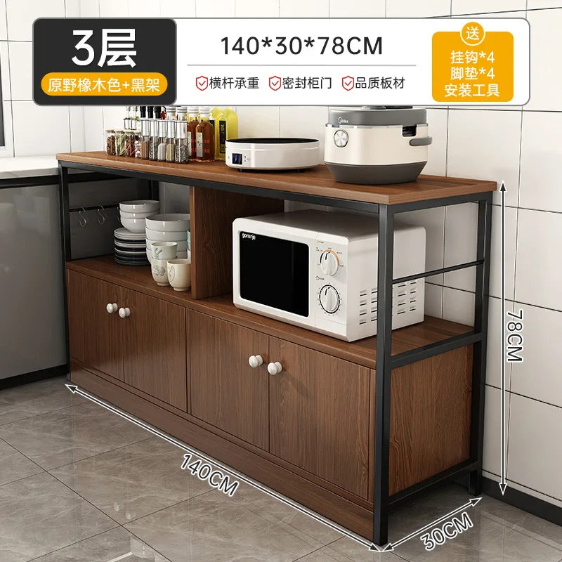 Heavy Duty Large Capacity Storage FurniturePantry Cabinet with Adjustable Shelves & Mesh Baskets Microwave Dishes