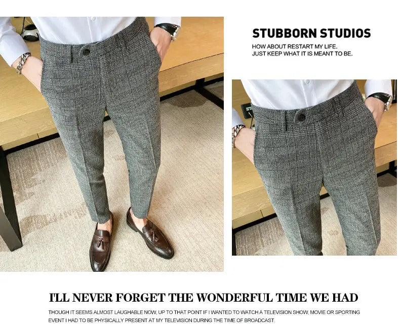 Spring and autumn checked trousers for men are trendy, fashionable, cool and versatile, as well as for business and casual wear